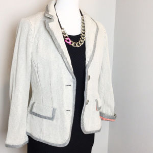The Loft Gray & White striped blazer peach accent